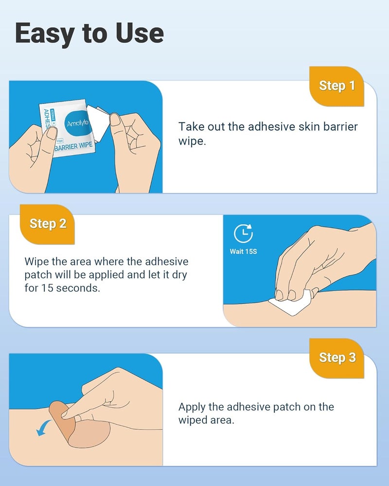 Amolyfe مناديل حماية البشرة - 40 قطعة مناديل تحضير البشرة الواقية في علبة معدنية فاخرة مزودة بغطاء، تعزز من طول مدة التصاق اللصقات وتخلق حاجزًا واقيًا لتقليل التهيج الناتج عن الضمادات والشريط اللاصق. - Image 5